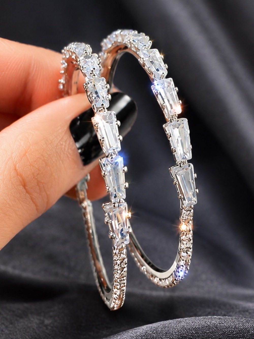 The Ultimate Hoops | 2” Diamond-Look Baguette Crystal Statement Earrings